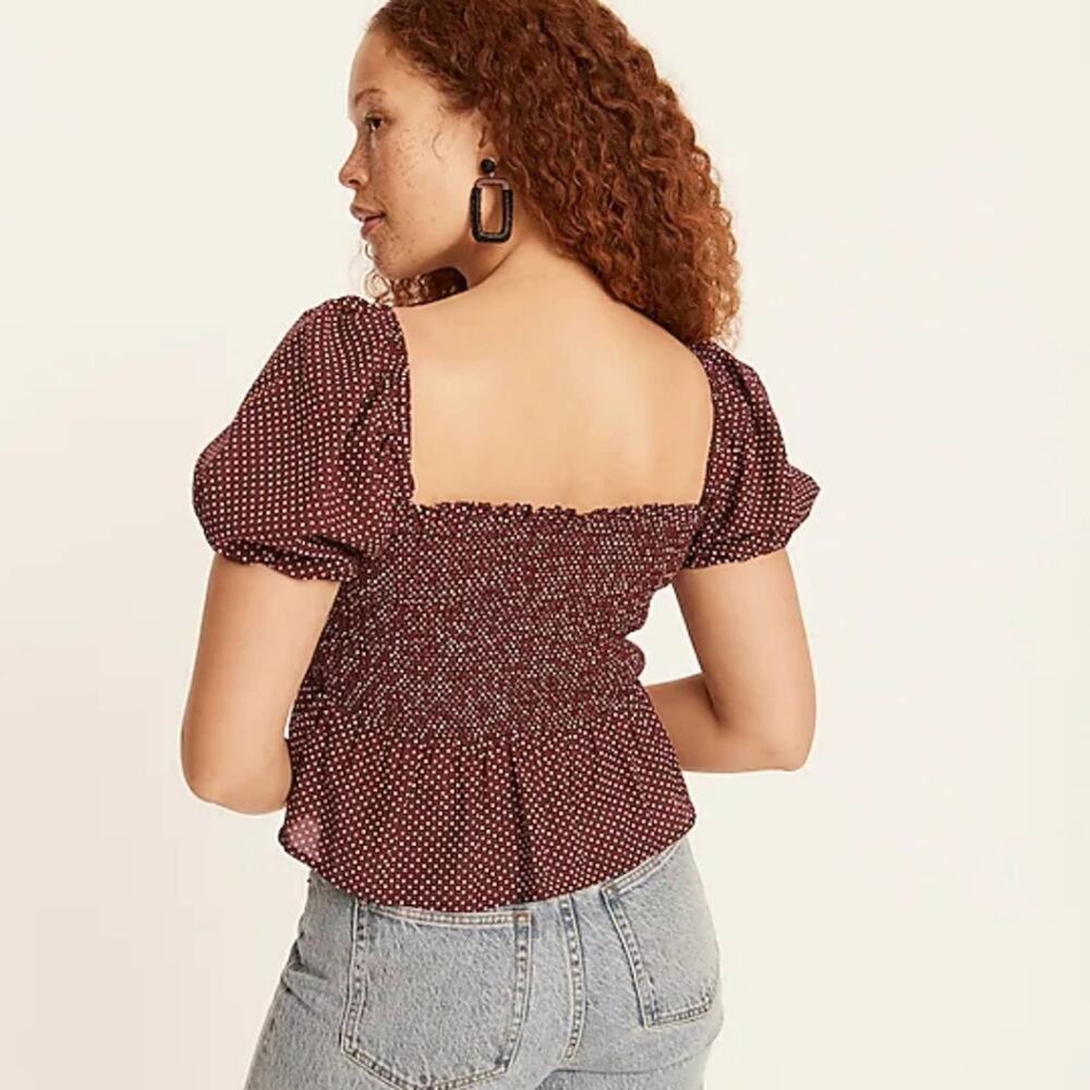 J. Crew Squareneck smocked blouse Size Medium - Picture 3 of 9
